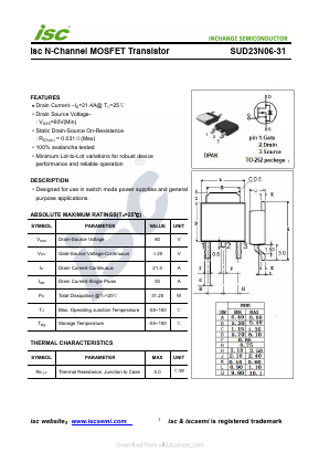 SUD23N06-31 Datasheet PDF Inchange Semiconductor
