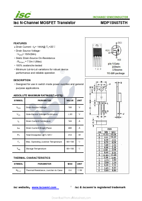 MDP15N075TH Datasheet PDF Inchange Semiconductor