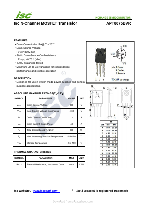 APT8075BVR Datasheet PDF Inchange Semiconductor