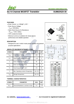 SUM85N15-19 Datasheet PDF Inchange Semiconductor