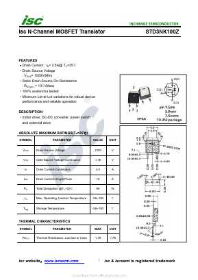 STD3NK100Z Datasheet PDF Inchange Semiconductor