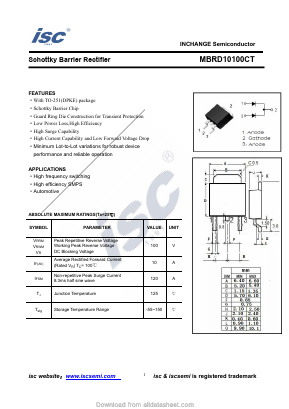 MBRD10100CT Datasheet PDF Inchange Semiconductor
