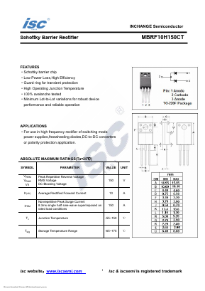 MBRF10H150CT Datasheet PDF Inchange Semiconductor