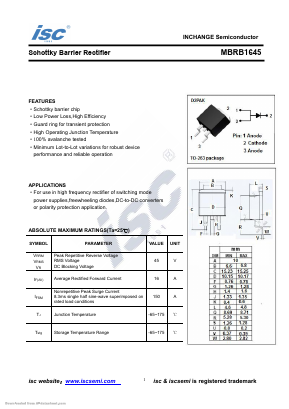 MBRB1645 Datasheet PDF Inchange Semiconductor