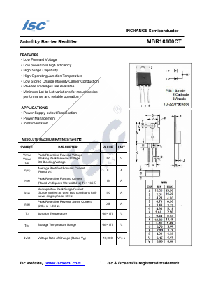 MBR16100CT Datasheet PDF Inchange Semiconductor