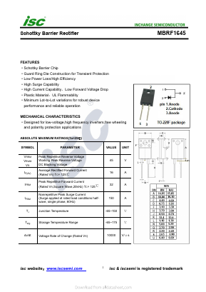 MBRF1645 Datasheet PDF Inchange Semiconductor
