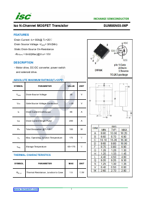 SUM85N03-06P Datasheet PDF Inchange Semiconductor