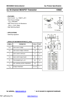 15N60 Datasheet PDF Inchange Semiconductor