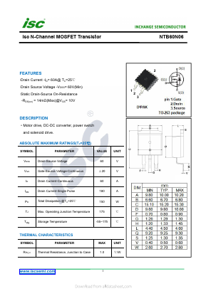 NTB60N06 Datasheet PDF Inchange Semiconductor