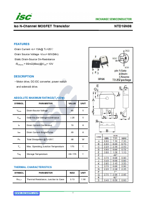 NTD15N06 Datasheet PDF Inchange Semiconductor