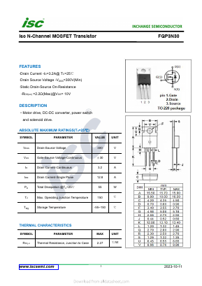 FQP3N30 Datasheet PDF Inchange Semiconductor