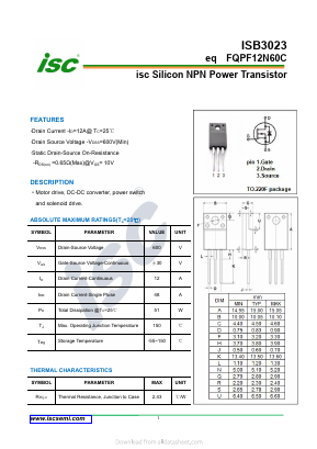 FQPF12N60C Datasheet PDF Inchange Semiconductor