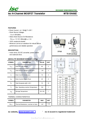 MTB15N06E Datasheet PDF Inchange Semiconductor