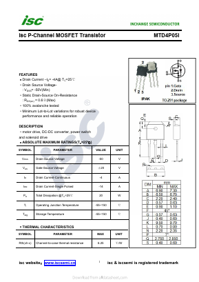 MTD4P05I Datasheet PDF Inchange Semiconductor