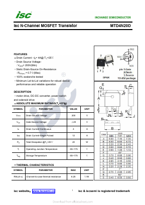 MTD4N20D Datasheet PDF Inchange Semiconductor