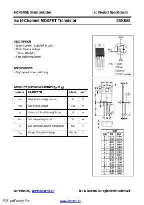 2SK688 Datasheet PDF Inchange Semiconductor