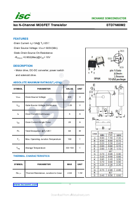 STD7N60M2 Datasheet PDF Inchange Semiconductor