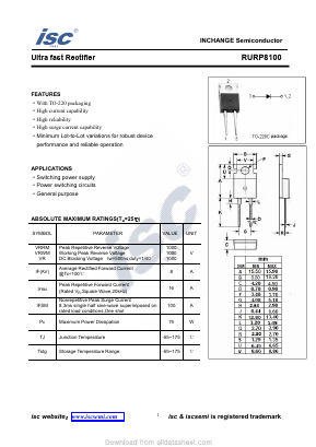 RURP8100 Datasheet PDF Inchange Semiconductor