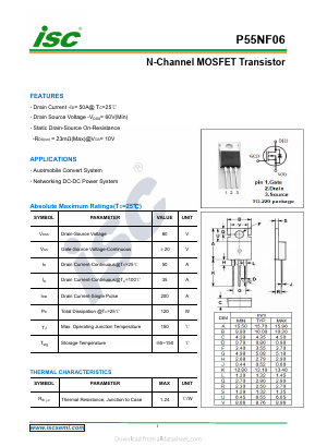 P55NF06 Datasheet PDF Inchange Semiconductor