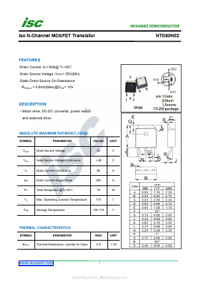 NTD80N02 Datasheet PDF Inchange Semiconductor