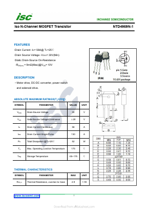 NTD4959N-1 Datasheet PDF Inchange Semiconductor