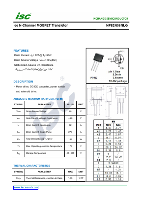 NP82N06NLG Datasheet PDF Inchange Semiconductor