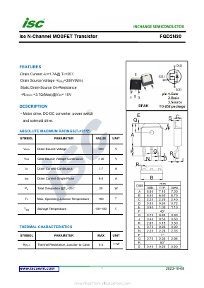 FQD2N30 Datasheet PDF Inchange Semiconductor