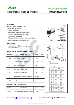 MMD80R900PCRH Datasheet PDF Inchange Semiconductor