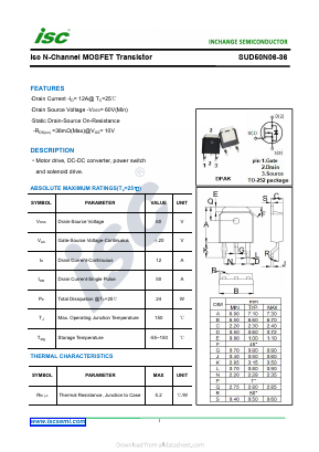 SUD50N06-36 Datasheet PDF Inchange Semiconductor