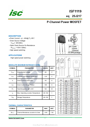 2SJ217 Datasheet PDF Inchange Semiconductor