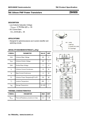 2N4909 Datasheet PDF Inchange Semiconductor