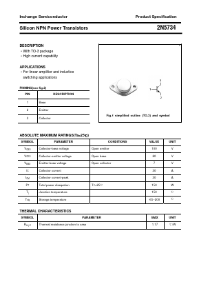 2N5734 Datasheet PDF Inchange Semiconductor