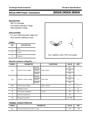 2N5839 Datasheet PDF Inchange Semiconductor