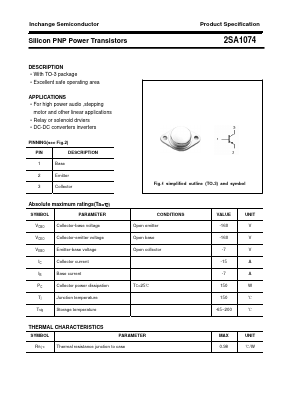2SA1074 Datasheet PDF Inchange Semiconductor