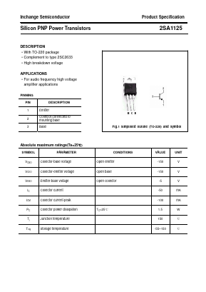 A1125 Datasheet PDF Inchange Semiconductor