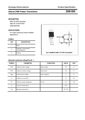 B1005 Datasheet PDF Inchange Semiconductor