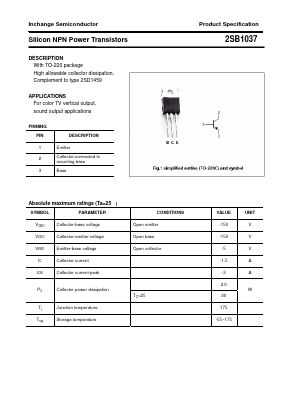 2SB1037 Datasheet PDF Inchange Semiconductor