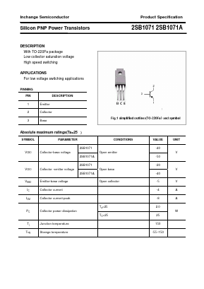 2SB1071 Datasheet PDF Inchange Semiconductor