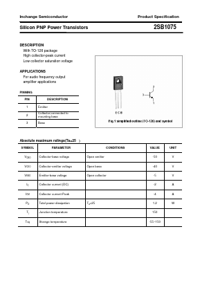 2SB1075 Datasheet PDF Inchange Semiconductor