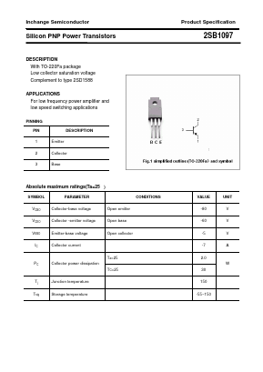 B1097 Datasheet PDF Inchange Semiconductor