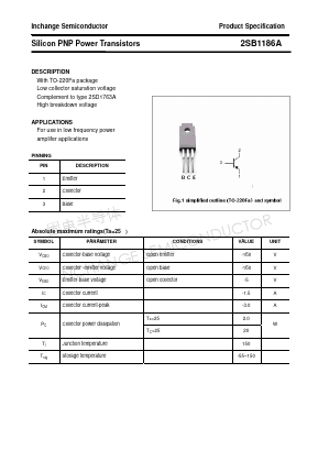 2SB1186A Datasheet PDF Inchange Semiconductor