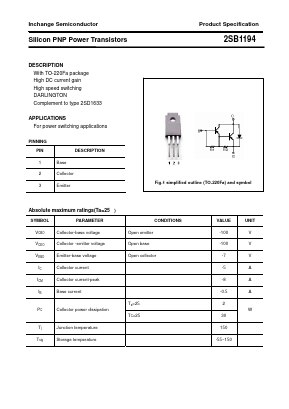 2SB1194 Datasheet PDF Inchange Semiconductor