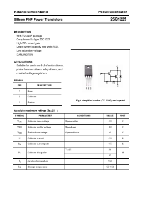 2SB1225 Datasheet PDF Inchange Semiconductor