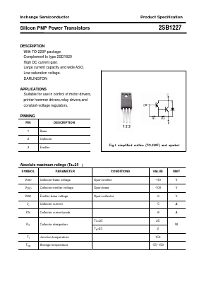 2SB1227 Datasheet PDF Inchange Semiconductor