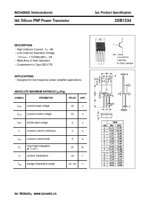 2SB1334 Datasheet PDF Inchange Semiconductor