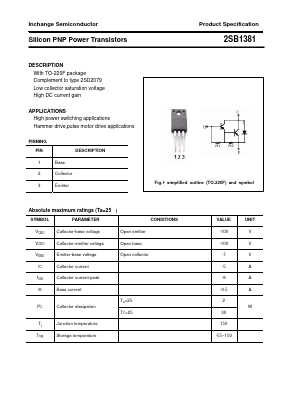 2SB1381 Datasheet PDF Inchange Semiconductor