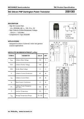 2SB1383 Datasheet PDF Inchange Semiconductor