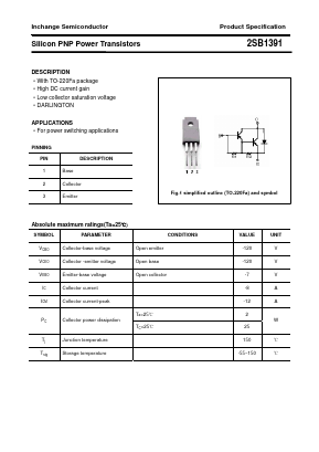 2SB1391 Datasheet PDF Inchange Semiconductor