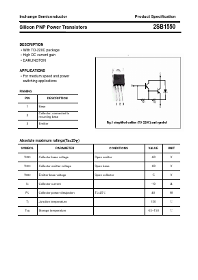 2SB1550 Datasheet PDF Inchange Semiconductor