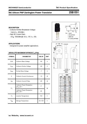 2SB1551 Datasheet PDF Inchange Semiconductor